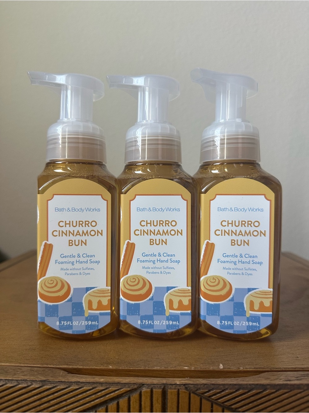 X3 Bath & Body Works Churro Cinnamon Bun Gentle & Clean Foaming Hand Soaps NEW